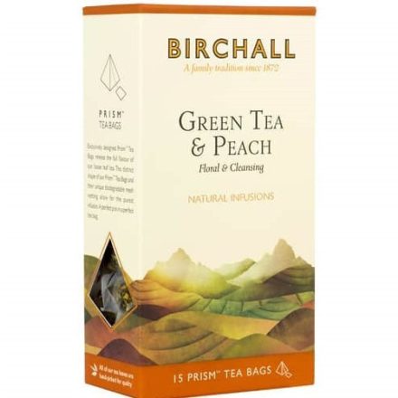 Birchall Zöld Tea & Őszibarack - teapiramis, 15 db , 37 g