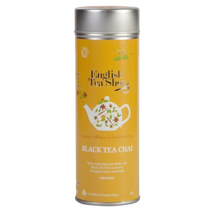 English Tea Shop Fekete Chai Tea - fémhenger selyem piramisfilter, 15 db, 30 g