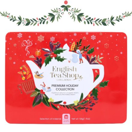 English Tea Shop Karácsonyi Piros Fémdobozos Prémium Bio Teaválogatás - filter, 36 db