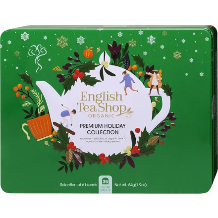 English Tea Shop Zöld Karácsonyi Ünnepi Fémdobozos Prémium Teaválogatás - filter, 36 db